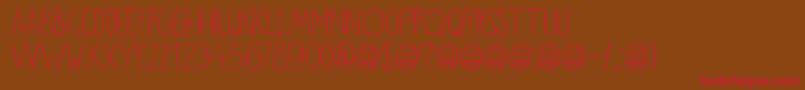 DkOkiku-Schriftart – Rote Schriften auf braunem Hintergrund