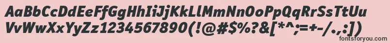Fonte OfficinaSanItcBlackItalic – fontes pretas em um fundo rosa
