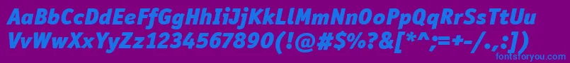 フォントOfficinaSanItcBlackItalic – 紫色の背景に青い文字