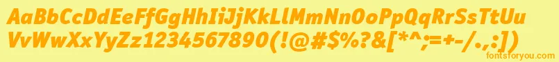 OfficinaSanItcBlackItalic-Schriftart – Orangefarbene Schriften auf gelbem Hintergrund