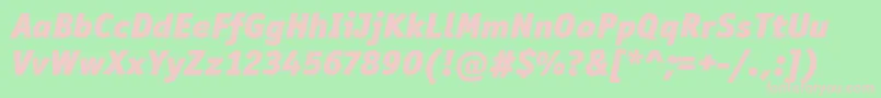 フォントOfficinaSanItcBlackItalic – 緑の背景にピンクのフォント