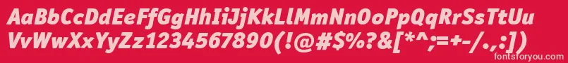 Fonte OfficinaSanItcBlackItalic – fontes rosa em um fundo vermelho