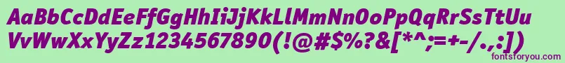 フォントOfficinaSanItcBlackItalic – 緑の背景に紫のフォント