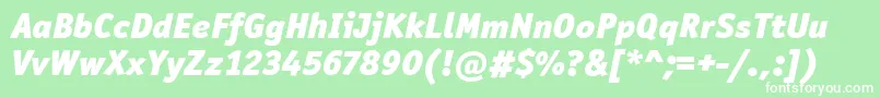 フォントOfficinaSanItcBlackItalic – 緑の背景に白い文字
