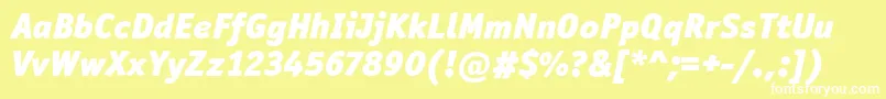 OfficinaSanItcBlackItalic-fontti – valkoiset fontit keltaisella taustalla