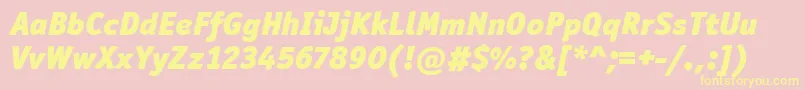フォントOfficinaSanItcBlackItalic – 黄色のフォント、ピンクの背景