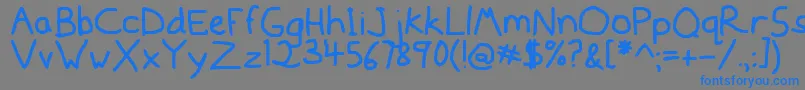 Mousedrawn Font – Blue Fonts on Gray Background