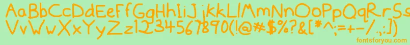 Mousedrawn Font – Orange Fonts on Green Background