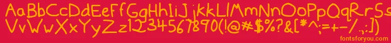 Mousedrawn Font – Orange Fonts on Red Background