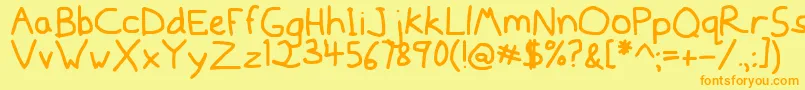 Mousedrawn Font – Orange Fonts on Yellow Background