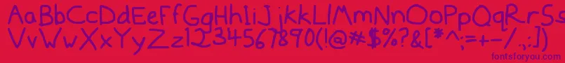 Mousedrawn Font – Purple Fonts on Red Background