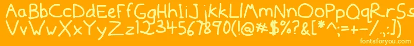 Mousedrawn Font – Yellow Fonts on Orange Background