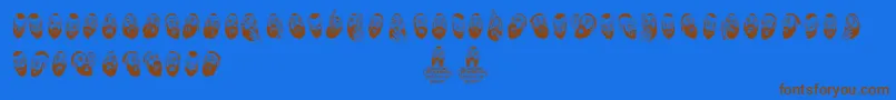 WoodcutterSelfportraits Font – Brown Fonts on Blue Background