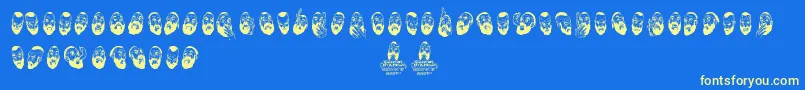 WoodcutterSelfportraits Font – Yellow Fonts on Blue Background