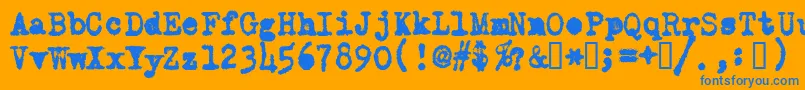 Police OldTypewriterMessy – polices bleues sur fond orange