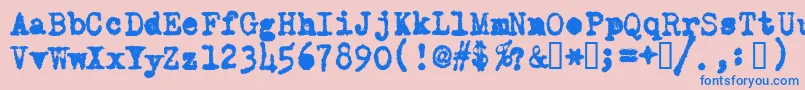 Więcej informacji o czcionce OldTypewriterMessy Czcionka OldTypewriterMessy – niebieskie czcionki na różowym tle