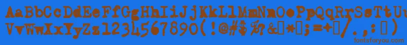 OldTypewriterMessy-Schriftart – Braune Schriften auf blauem Hintergrund