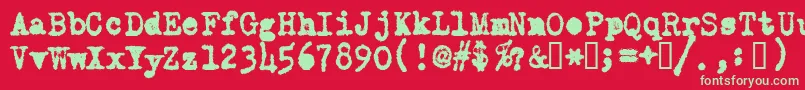 Czcionka OldTypewriterMessy – zielone czcionki na czerwonym tle