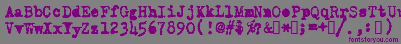 Czcionka OldTypewriterMessy – fioletowe czcionki na szarym tle