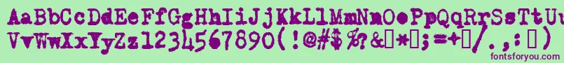 フォントOldTypewriterMessy – 緑の背景に紫のフォント
