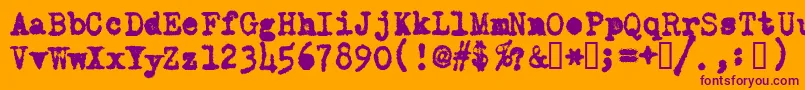 Fonte OldTypewriterMessy – fontes roxas em um fundo laranja