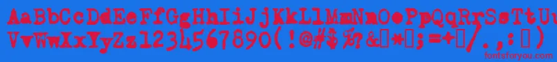 OldTypewriterMessy Font – Red Fonts on Blue Background