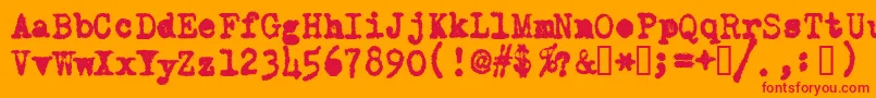 OldTypewriterMessy Font – Red Fonts on Orange Background