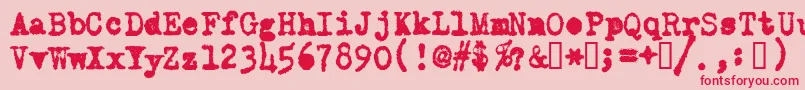 フォントOldTypewriterMessy – ピンクの背景に赤い文字