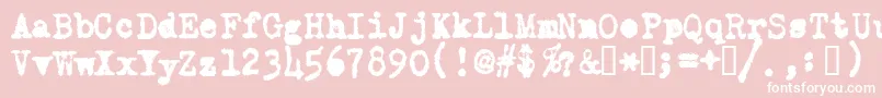 Fonte OldTypewriterMessy – fontes brancas em um fundo rosa
