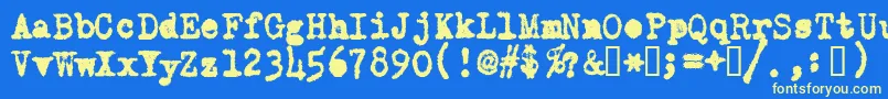 Czcionka OldTypewriterMessy – żółte czcionki na niebieskim tle