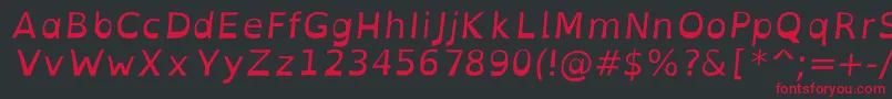 OpendyslexicaltaItalic-fontti – punaiset fontit mustalla taustalla