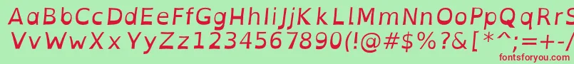 Fonte OpendyslexicaltaItalic – fontes vermelhas em um fundo verde