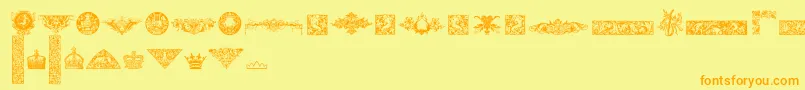 フォントCornucopiaOfDingbatsFour – オレンジの文字が黄色の背景にあります。