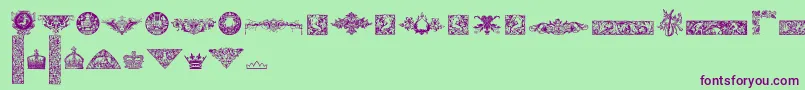 Подробнее о шрифте CornucopiaOfDingbatsFour Шрифт CornucopiaOfDingbatsFour – фиолетовые шрифты на зелёном фоне