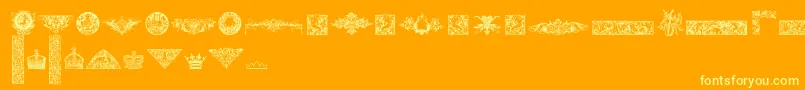 More about CornucopiaOfDingbatsFour Font CornucopiaOfDingbatsFour Font – Yellow Fonts on Orange Background