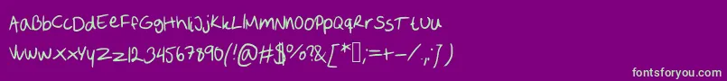 SofiesHandwriting-Schriftart – Grüne Schriften auf violettem Hintergrund