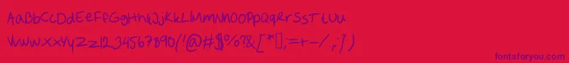 SofiesHandwriting-fontti – violetit fontit punaisella taustalla