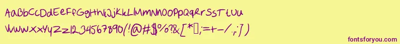SofiesHandwriting Font – Purple Fonts on Yellow Background