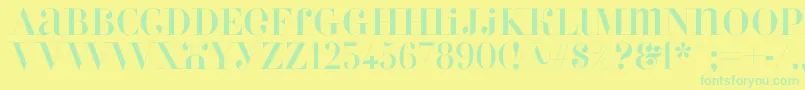 Perlaregular Font – Green Fonts on Yellow Background