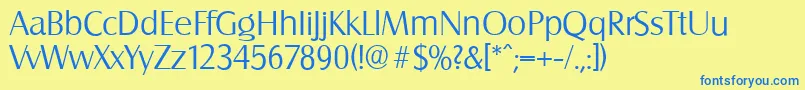 Fonte SalzburgserialLightRegular – fontes azuis em um fundo amarelo
