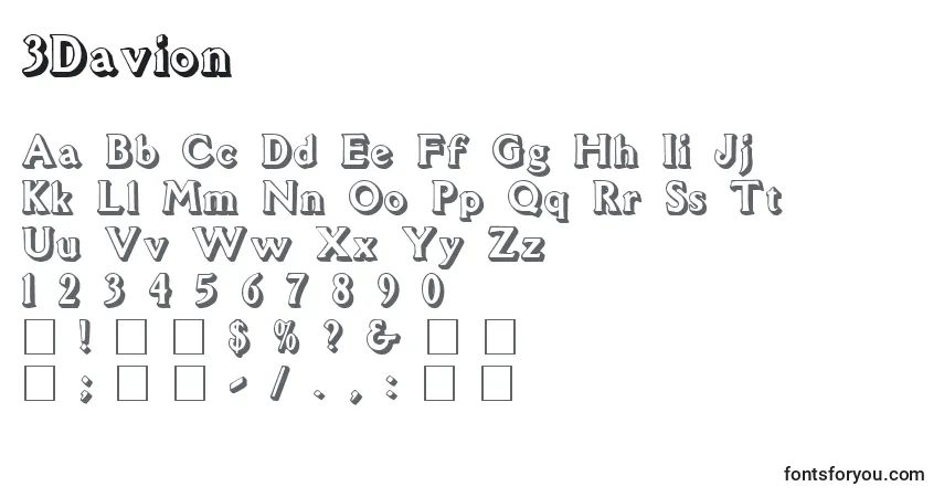 A fonte 3Davion – alfabeto, números, caracteres especiais