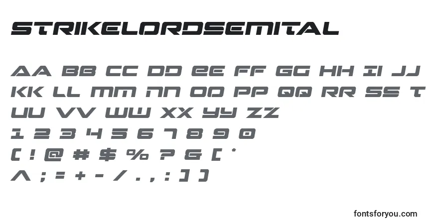 Schriftart Strikelordsemital – Alphabet, Zahlen, spezielle Symbole