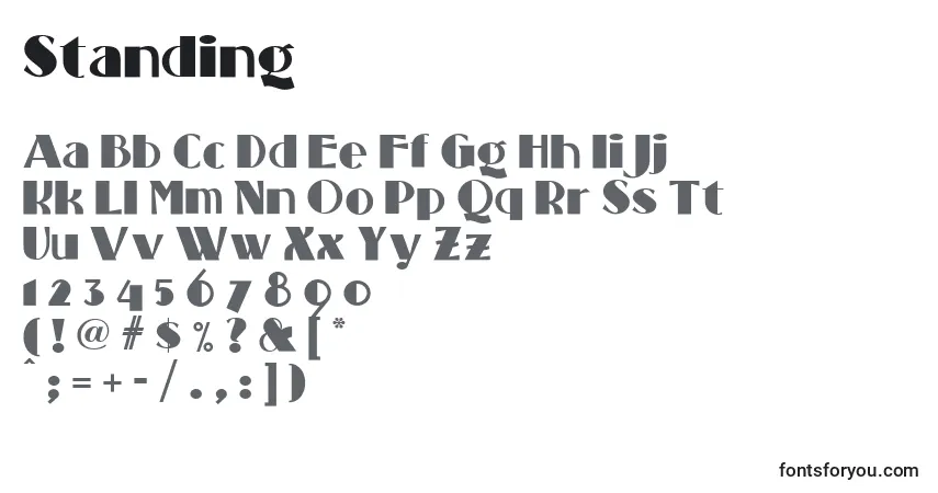 A fonte Standing – alfabeto, números, caracteres especiais
