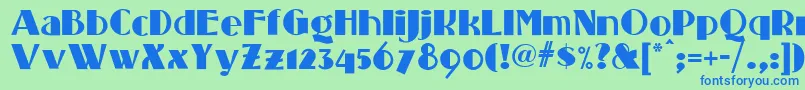 フォントStanding – 青い文字は緑の背景です。