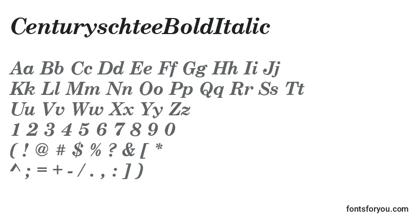 CenturyschteeBoldItalicフォント–アルファベット、数字、特殊文字