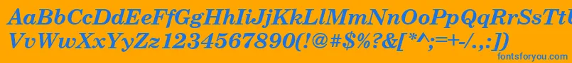 CenturyschteeBoldItalic-Schriftart – Blaue Schriften auf orangefarbenem Hintergrund