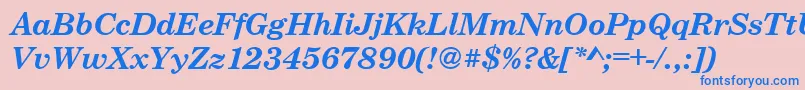 CenturyschteeBoldItalic-Schriftart – Blaue Schriften auf rosa Hintergrund