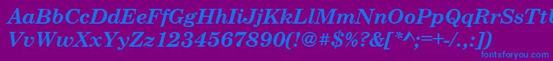 CenturyschteeBoldItalic-fontti – siniset fontit violetilla taustalla