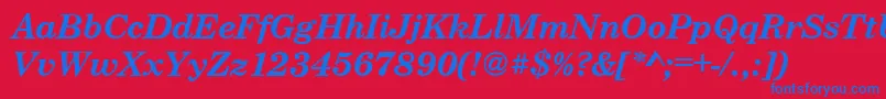 CenturyschteeBoldItalic-Schriftart – Blaue Schriften auf rotem Hintergrund