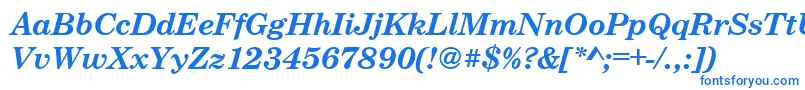 フォントCenturyschteeBoldItalic – 白い背景に青い文字